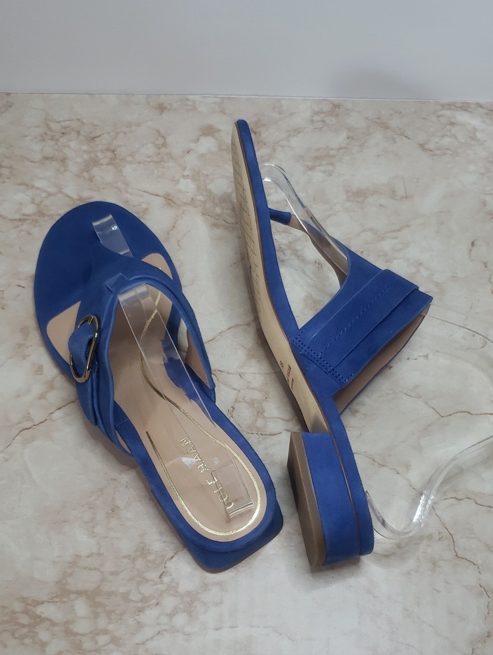 Cole Haan Blue Suede Women's Low Heel Sandals Size 9 - Picture 6 of 7